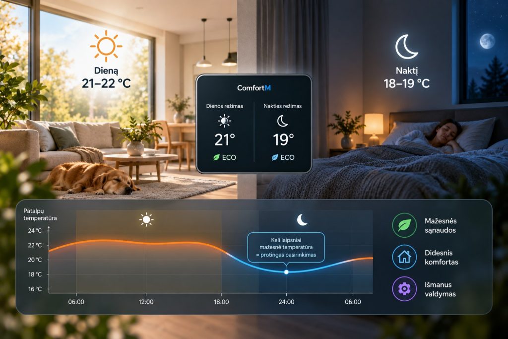 Temperatūros mažinimas naktį – kada jis turi prasmę?